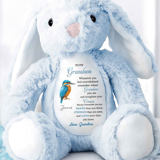 To My Grandson Remember Whose Grandson You Are - Personalized Stuffed Bunny - GSN062_BUN