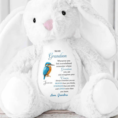 To My Grandson Remember Whose Grandson You Are - Personalized Stuffed Bunny - GSN062_BUN