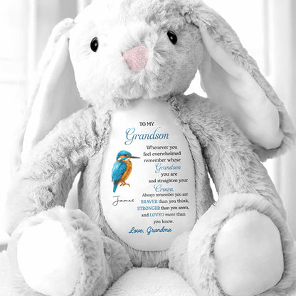 To My Grandson Remember Whose Grandson You Are - Personalized Stuffed Bunny - GSN062_BUN