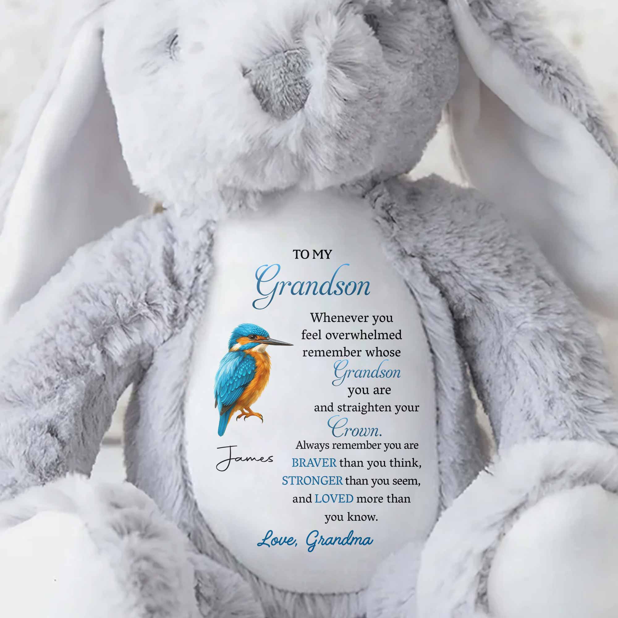 To My Grandson Remember Whose Grandson You Are - Personalized Stuffed Bunny - GSN062_BUN