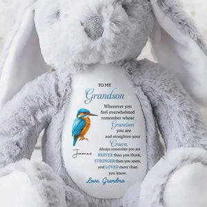 To My Grandson Remember Whose Grandson You Are - Personalized Stuffed Bunny - GSN062_BUN