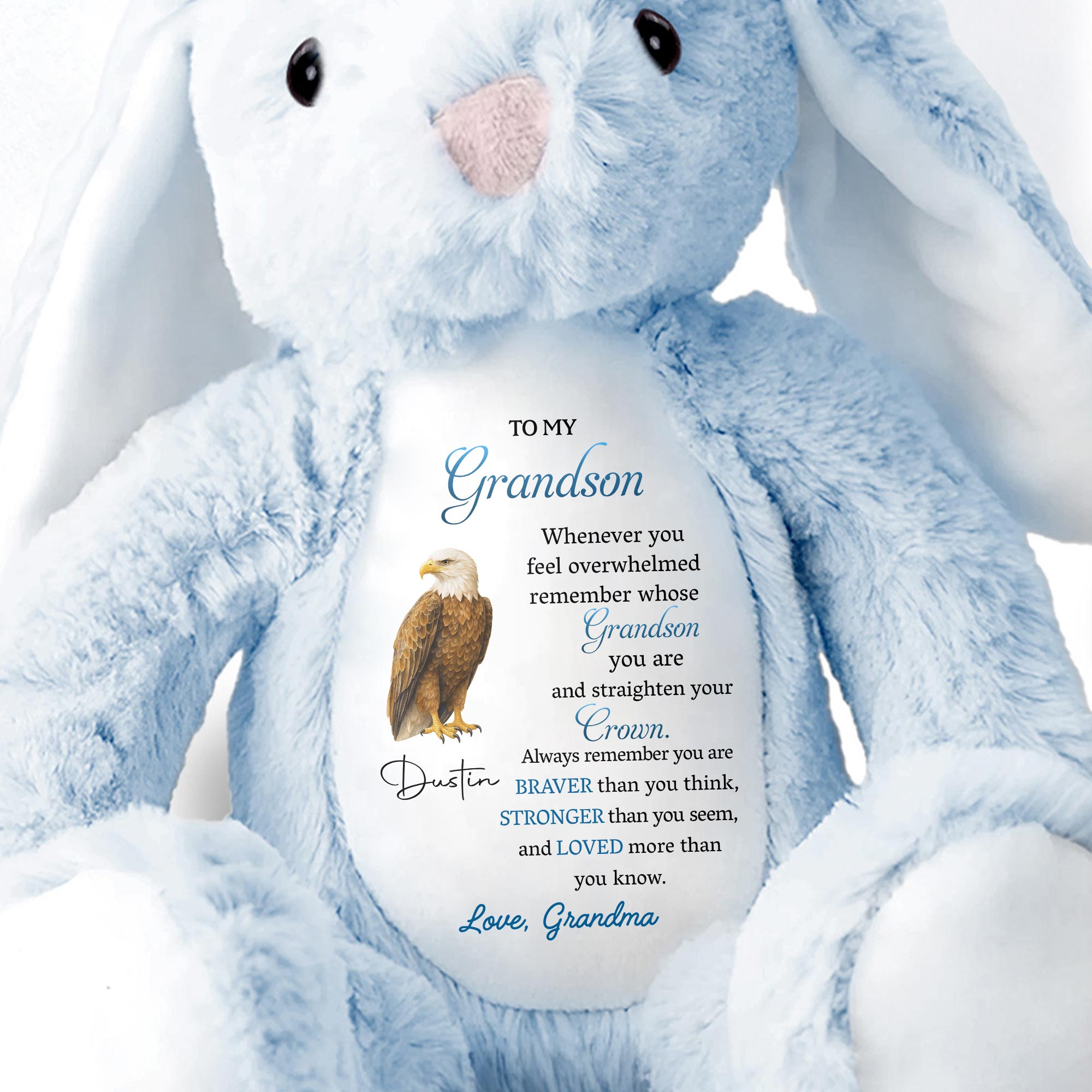 To My Grandson Remember Whose Grandson You Are - Personalized Stuffed Bunny - GSN062_BUN