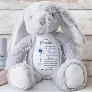 To My Grandson, Remember Your Strength Crown And Flower - Personalized Stuffed Bunny - GSN063_BUN