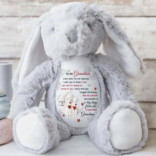 To My Grandson, Every Time You Snuggle This Bunny - Personalized Stuffed Bunny - GSN066_BUN