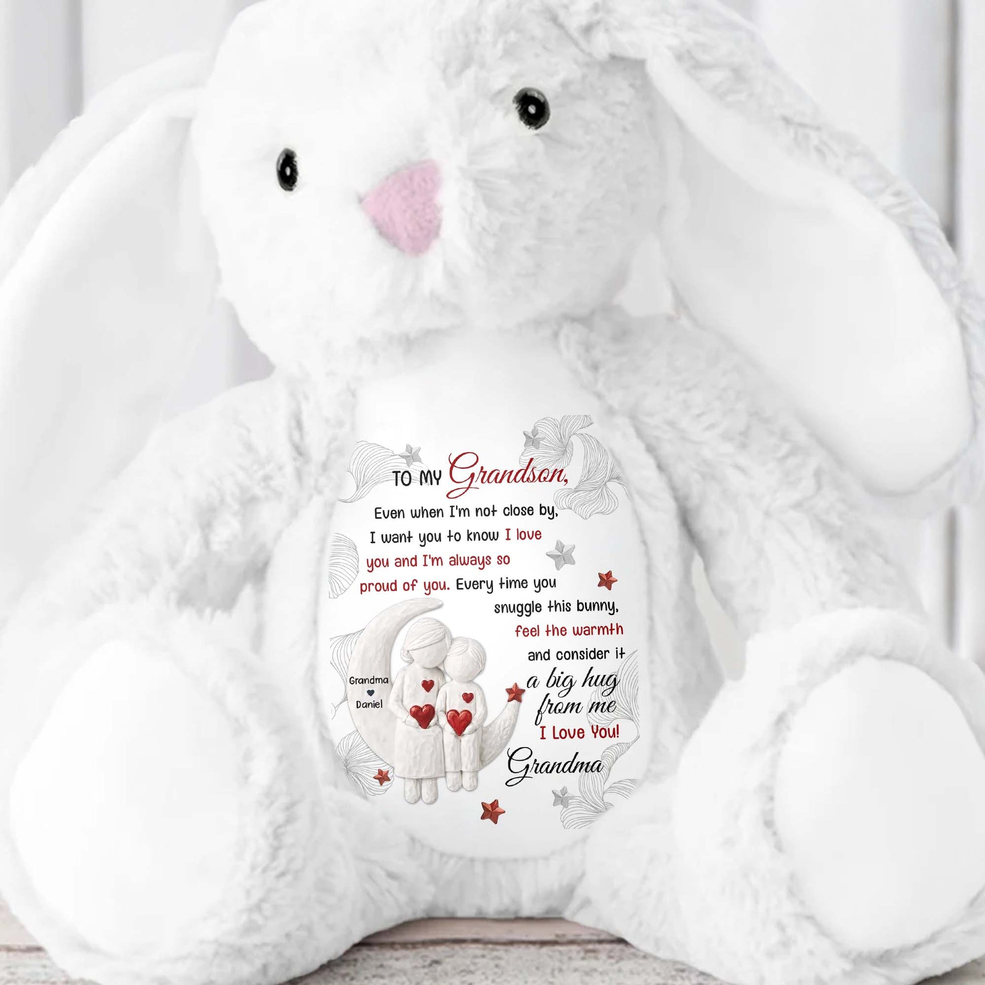 To My Grandson, Every Time You Snuggle This Bunny - Personalized Stuffed Bunny - GSN066_BUN