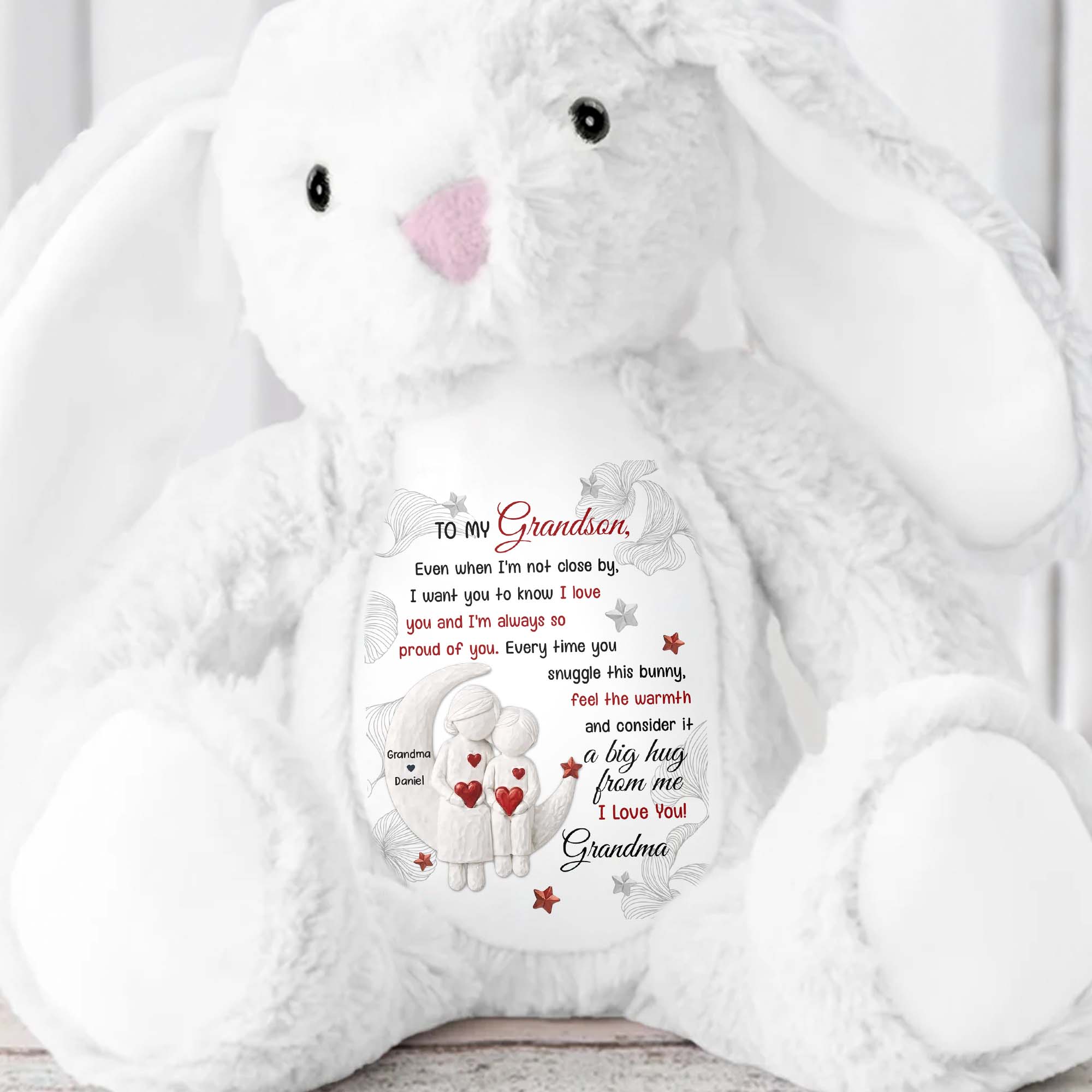 To My Grandson, Every Time You Snuggle This Bunny - Personalized Stuffed Bunny - GSN066_BUN