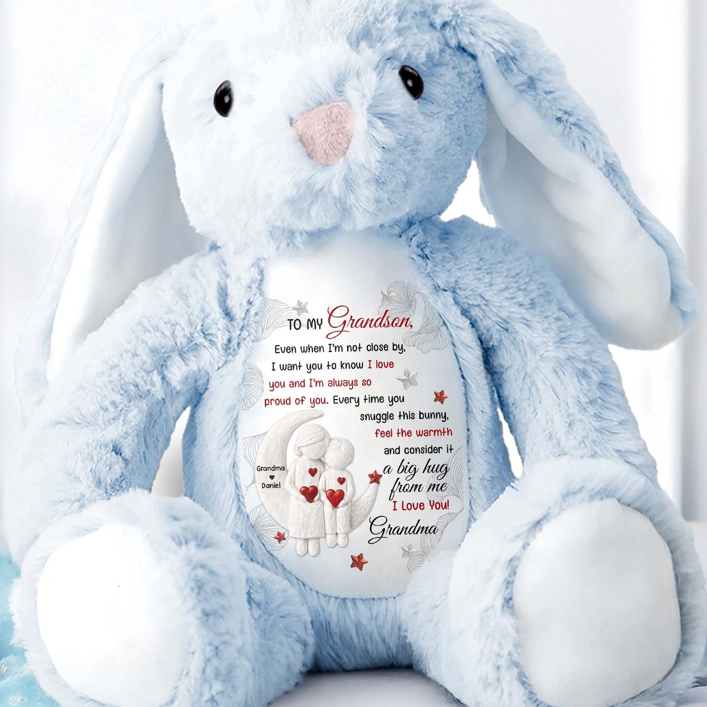 To My Grandson, Every Time You Snuggle This Bunny - Personalized Stuffed Bunny - GSN066_BUN
