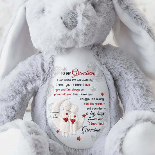 To My Grandson, Every Time You Snuggle This Bunny - Personalized Stuffed Bunny - GSN066_BUN