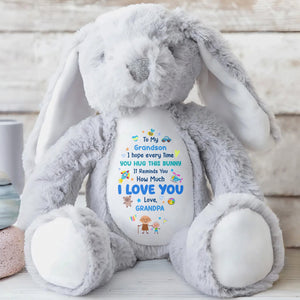 To My Grandson, How Much I Love You Bunny - Personalized Stuffed Bunny - GSN067_BUN