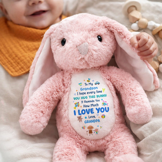 To My Grandson, How Much I Love You Bunny - Personalized Stuffed Bunny - GSN067_BUN