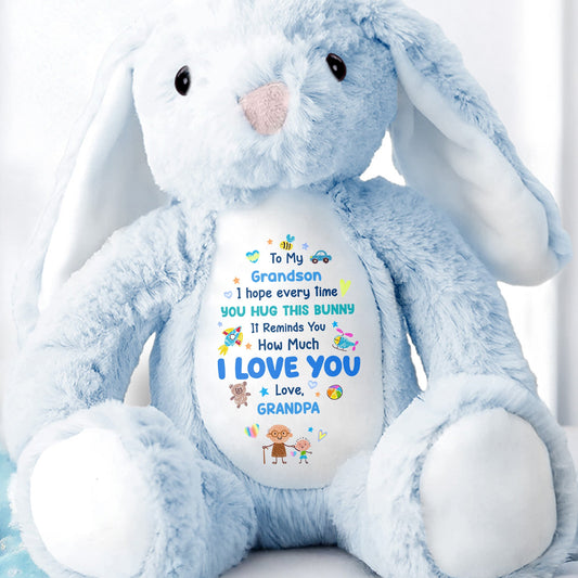 To My Grandson, How Much I Love You Bunny - Personalized Stuffed Bunny - GSN067_BUN