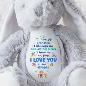 To My Grandson, How Much I Love You Bunny - Personalized Stuffed Bunny - GSN067_BUN