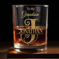 To My Grandson Custom Monogram Initial Design - Personalized Custom Whiskey Glass - GSN070_RWG