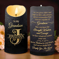 To My Grandson Always Remember You Are Capable Of Greatness Initial Custom - Personalized Custom LED Candle - GSN091_LECA