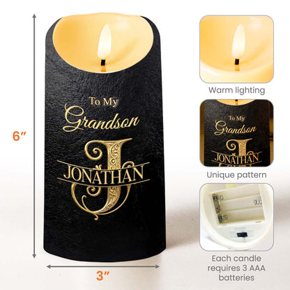 To My Grandson Always Remember You Are Capable Of Greatness Initial Custom - Personalized Custom LED Candle - GSN091_LECA