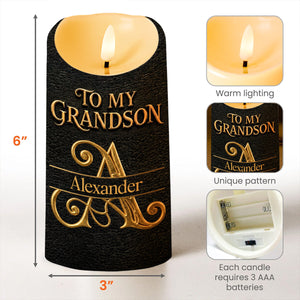 To My Grandson Never Forget How Much I Love You 3D Golden Alphabet Letters - Personalized Custom LED Candle - GSN092_LECA