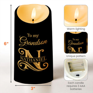 To My Grandson Wherever Your Journey In Life Initial Name Hearts - Personalized Custom LED Candle - GSN099_LECA