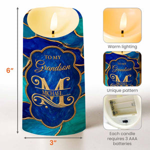 To My Grandson Once Upon A Time 3D Gold Alphabet Art Monogram - Personalized Custom LED Candle - GSN109_LECA