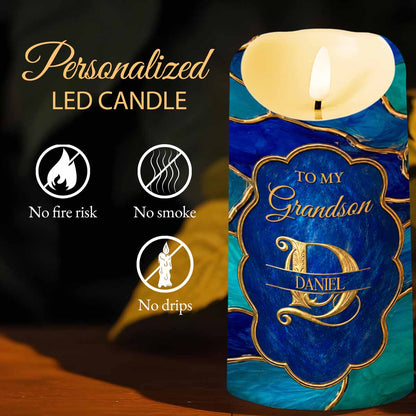To My Grandson Once Upon A Time 3D Gold Alphabet Art Monogram - Personalized Custom LED Candle - GSN109_LECA