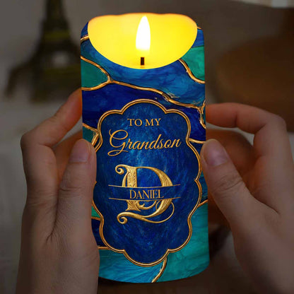 To My Grandson Once Upon A Time 3D Gold Alphabet Art Monogram - Personalized Custom LED Candle - GSN109_LECA
