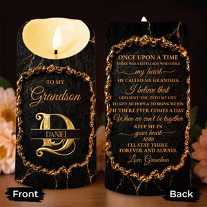 To My Grandson Once Upon A Time Golden Alphabet Art - Personalized Custom LED Candle - GSN110_LECA