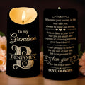 To My Grandson Wherever Your Journey 3D Silver Initial - Personalized Custom LED Candle - GSN118_LECA