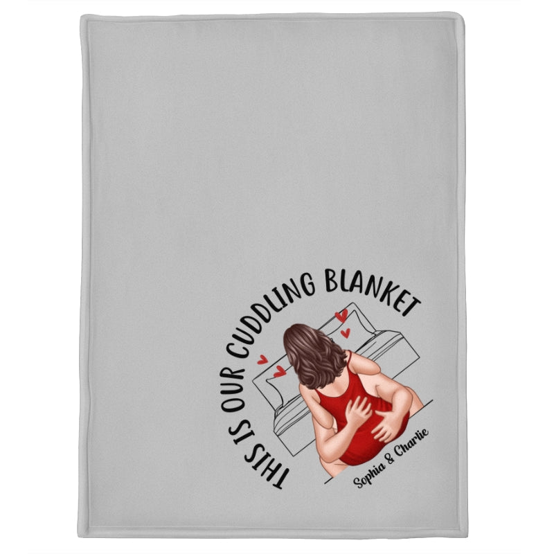 Couple Snuggle Cuddling Personalized Fleece Blanket