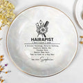 Hairapist A Scissor Wielding Miracle Working Scissor And Comb Flower - Personalized Custom Jewelry Dish, Ceramic Dish, Round Shape - HAIR019_RCRF