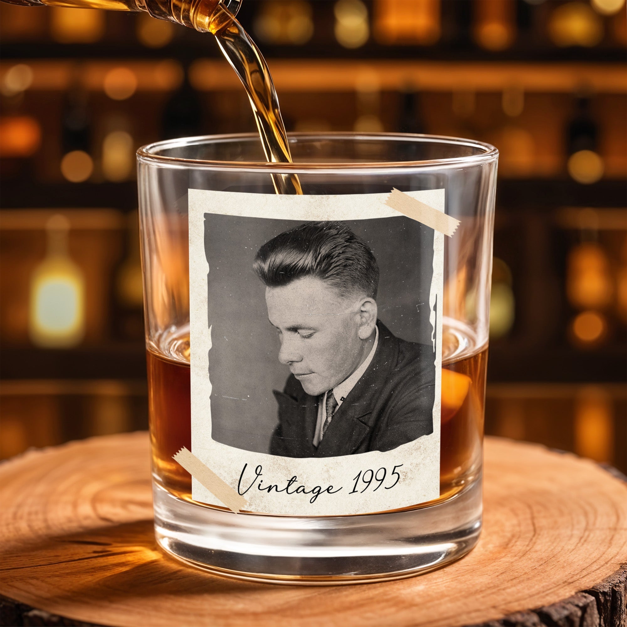 Vintage A Toast To Timeless Moments, Photo And Tape - Personalized Custom Whiskey Glass - HIM001_RWG