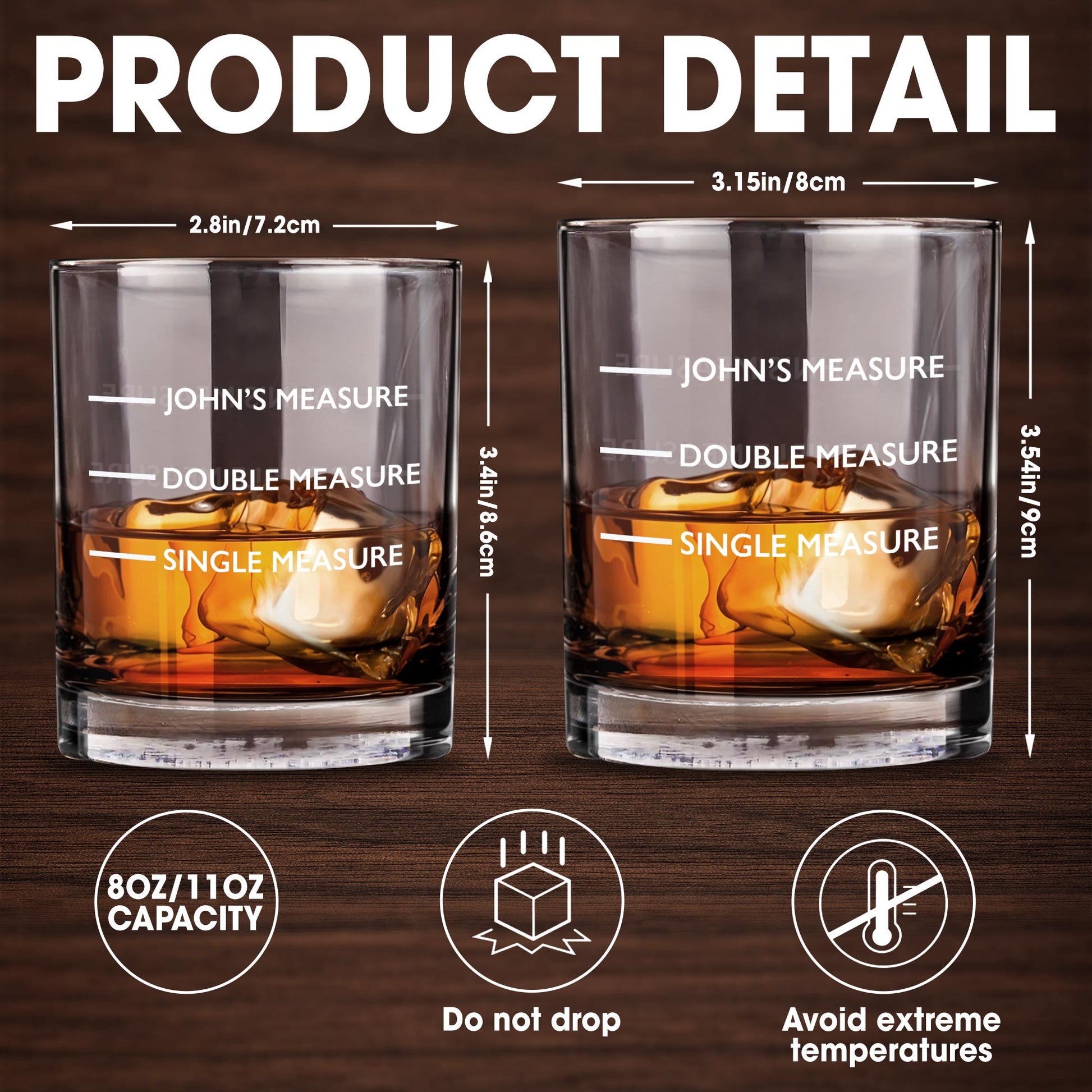 Single Measure, Double Measure, Enjoy Your Drink - Personalized Custom Whiskey Glass - HIM002_RWG
