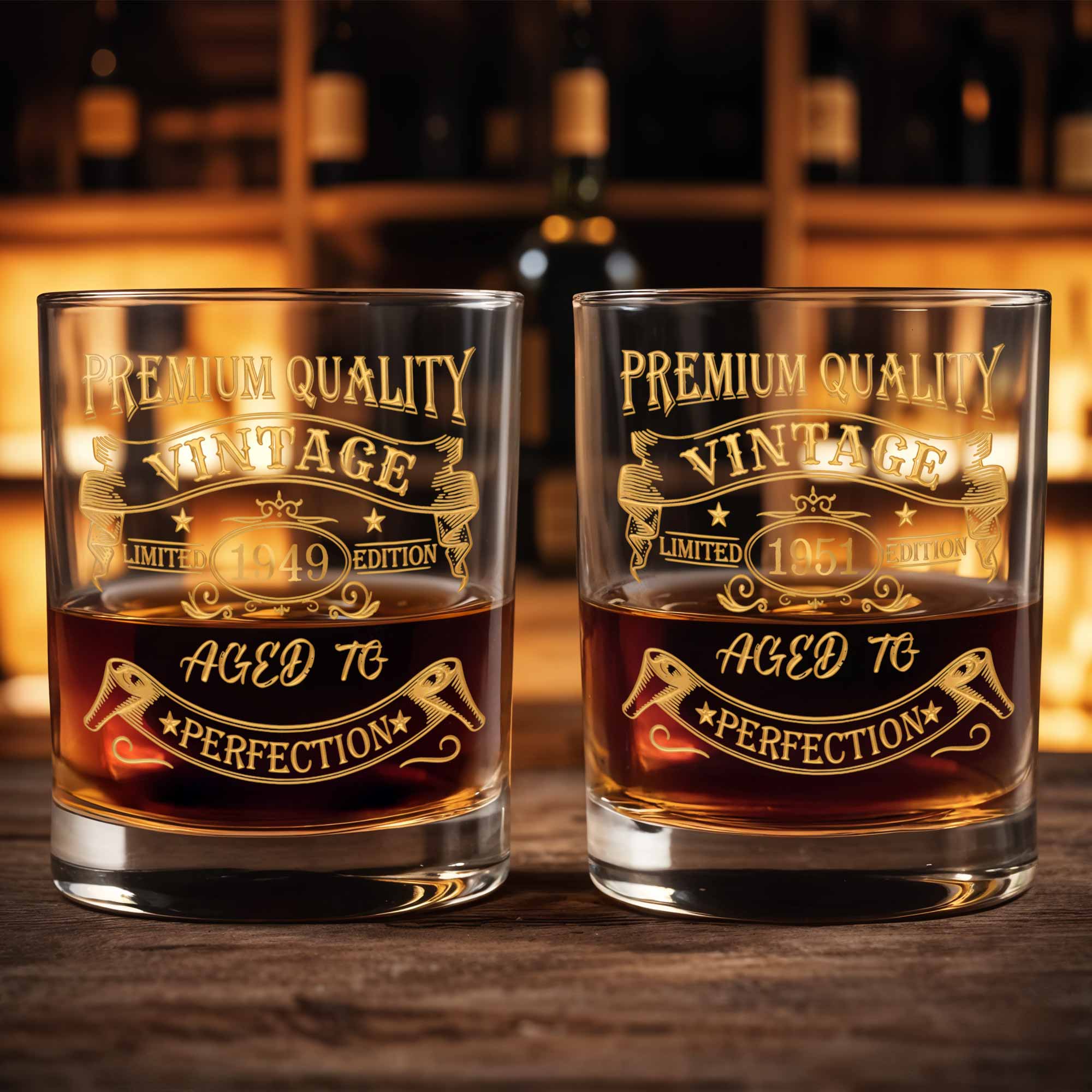 Premium Quality Vintage Limited Edition Aged To Perfection - Personalized Custom Whiskey Glass - HIM007_RWG