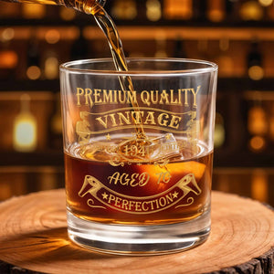 Premium Quality Vintage Limited Edition Aged To Perfection - Personalized Custom Whiskey Glass - HIM007_RWG