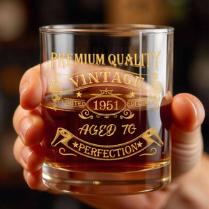 Premium Quality Vintage Limited Edition Aged To Perfection - Personalized Custom Whiskey Glass - HIM007_RWG