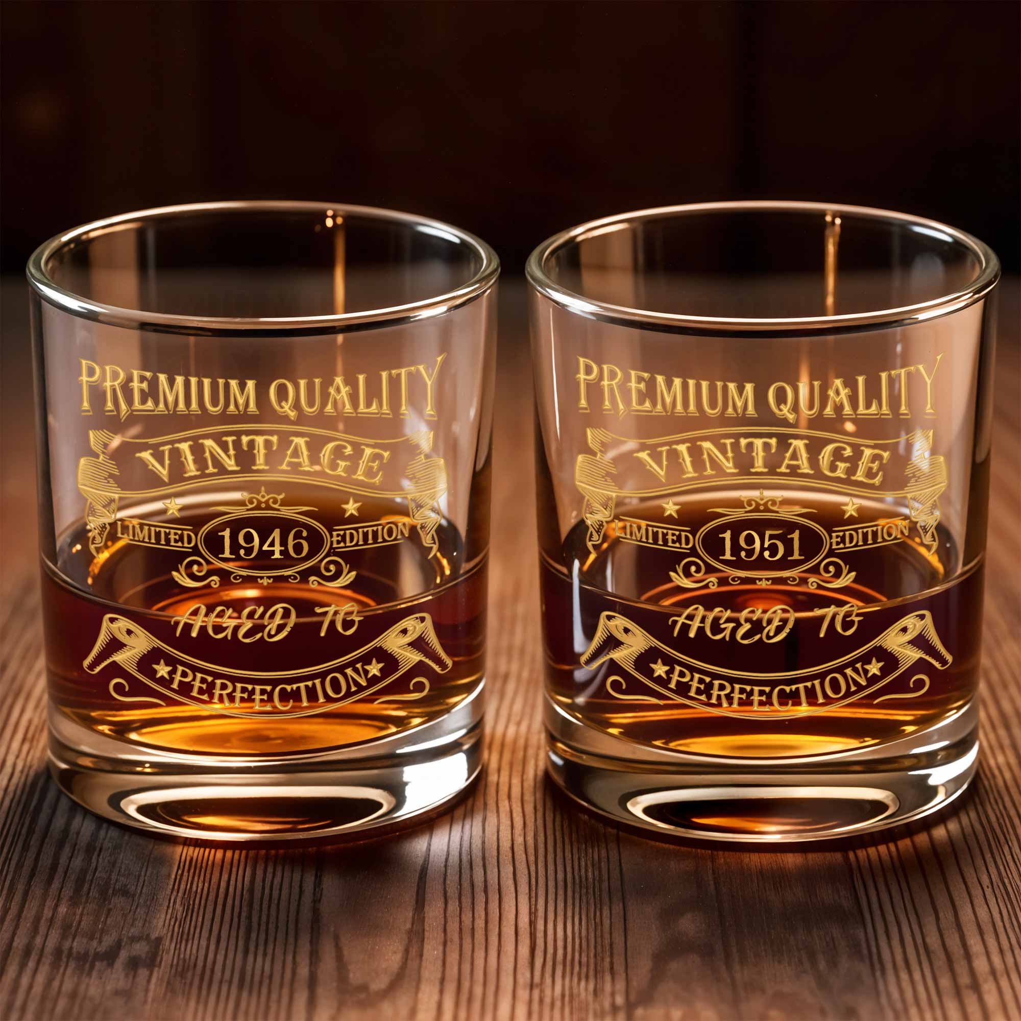 Premium Quality Vintage Limited Edition Aged To Perfection - Personalized Custom Whiskey Glass - HIM007_RWG
