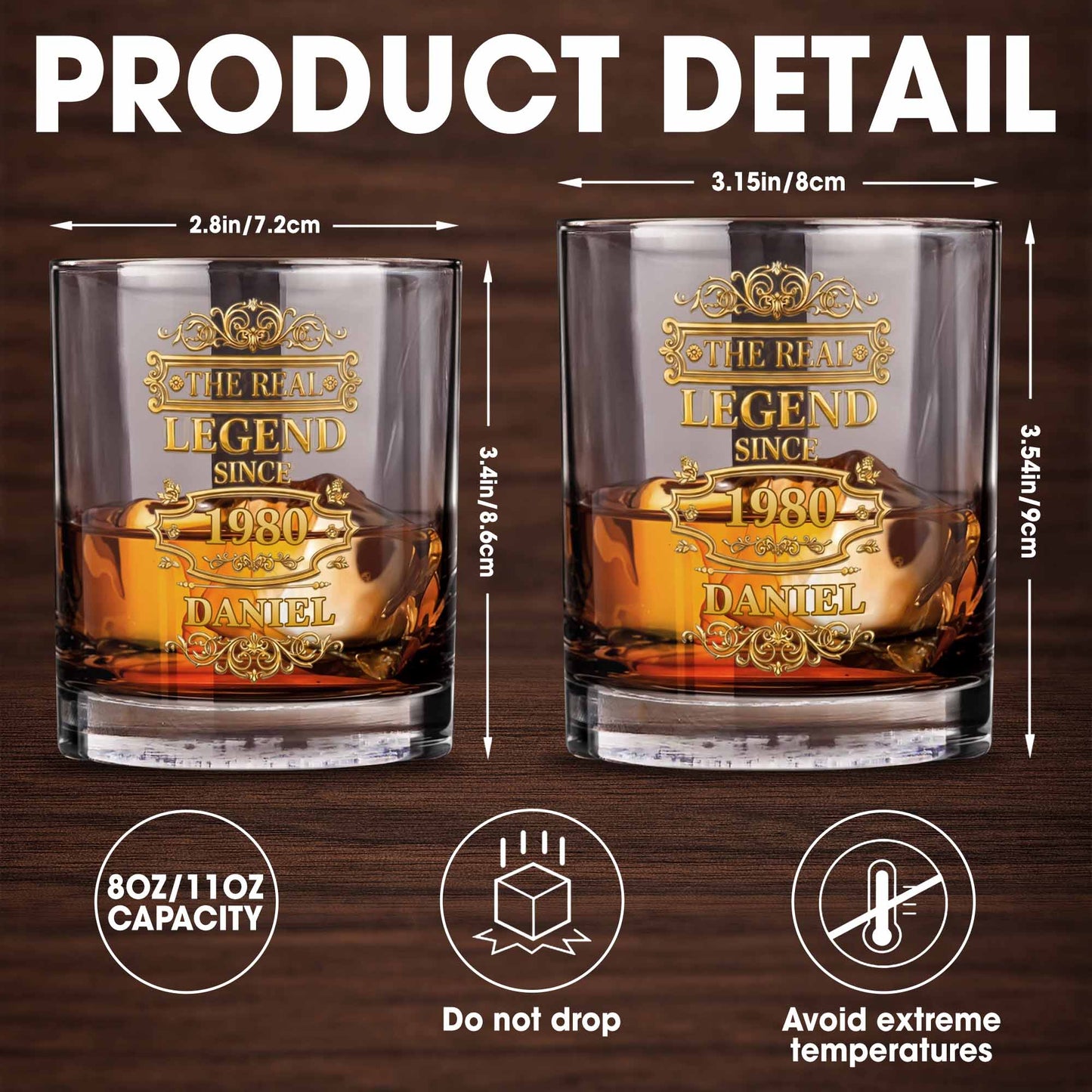 The Real Legend Since Vintage Gold Filigree Frame Design - Personalized Custom Whiskey Glass - HIM014_RWG