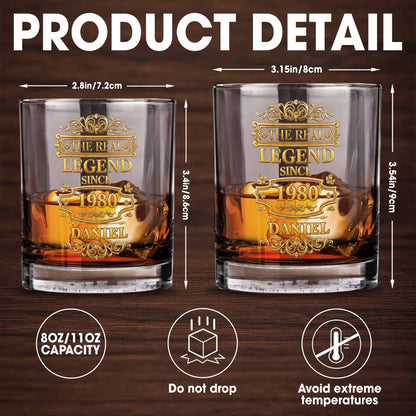 The Real Legend Since Vintage Gold Filigree Frame Design - Personalized Custom Whiskey Glass - HIM014_RWG