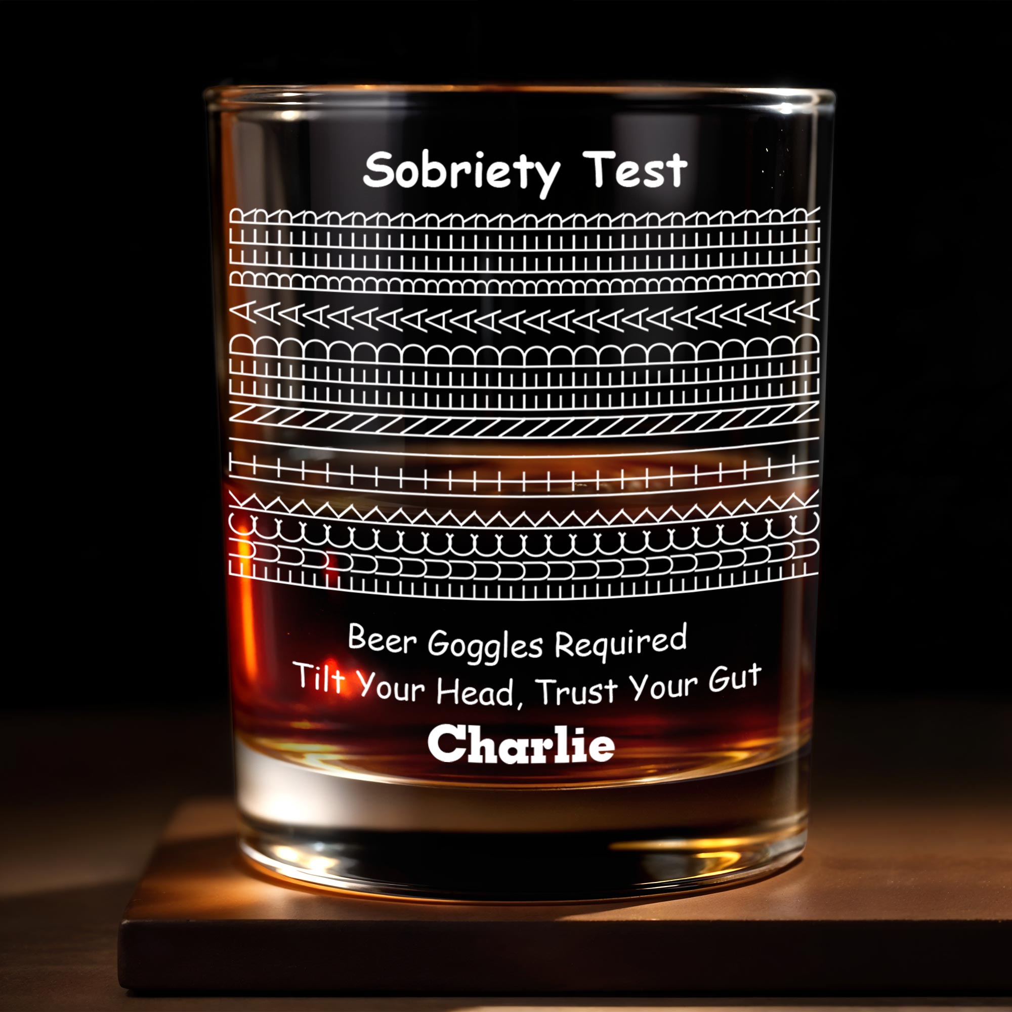 Sobriety Test Hidden Message F*ck It I Need A Beer Geometric Pattern - Personalized Custom Whiskey Glass - HIM020_RWG