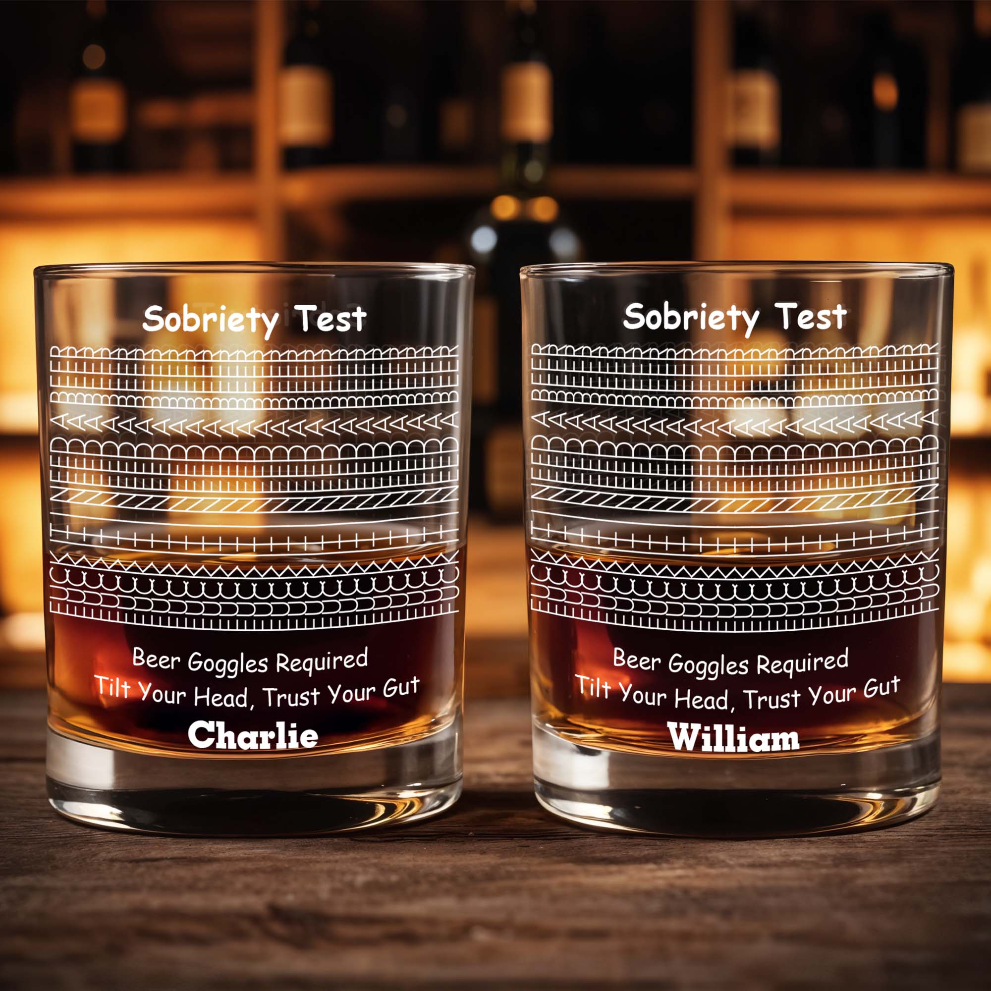 Sobriety Test Hidden Message F*ck It I Need A Beer Geometric Pattern - Personalized Custom Whiskey Glass - HIM020_RWG