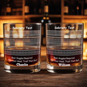 Sobriety Test Hidden Message F*ck It I Need A Beer Geometric Pattern - Personalized Custom Whiskey Glass - HIM020_RWG