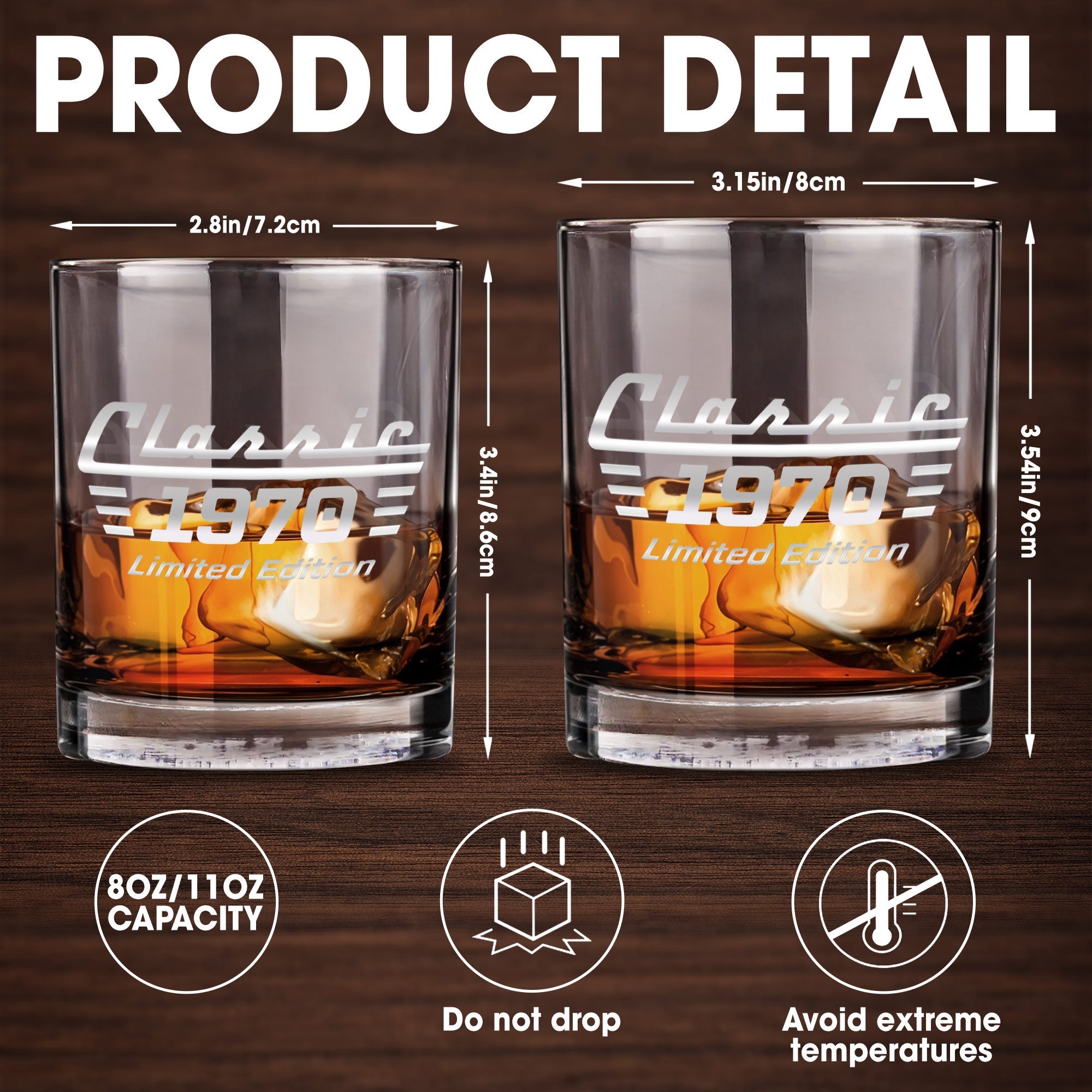 Classic Limited Edition Retro Design Birth Year Custom Glass - Personalized Custom Whiskey Glass - HIM023_RWG