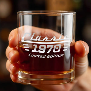 Classic Limited Edition Retro Design Birth Year Custom Glass - Personalized Custom Whiskey Glass - HIM023_RWG