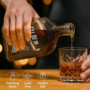 I'll Be In The Backyard Personalized Cigar and Whiskey Glass Design - Personalized Whiskey Bottle - HIM024_WHIBA
