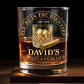 I'll Be In The Backyard Whiskey And Cigar Club Emblem Glass - Personalized Custom Whiskey Glass - HIM045_RWG