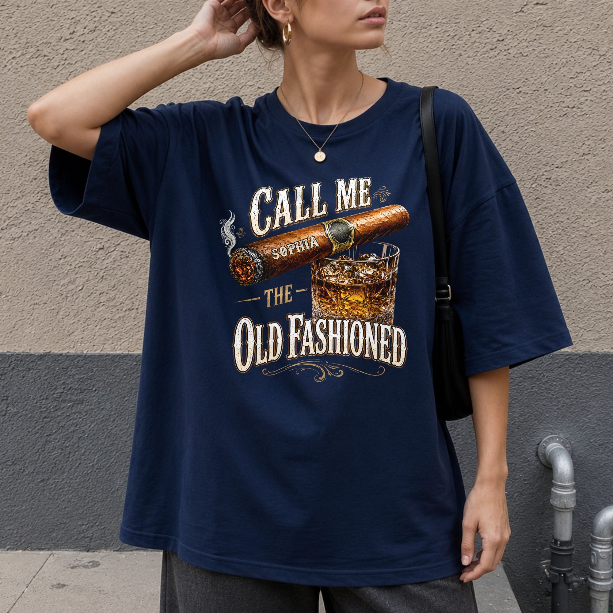 Call Me The Old Fashioned With Cigar And Whiskey Glass - Personalized Custom Unisex T-shirt, Hoodie - HIM049_BBAS