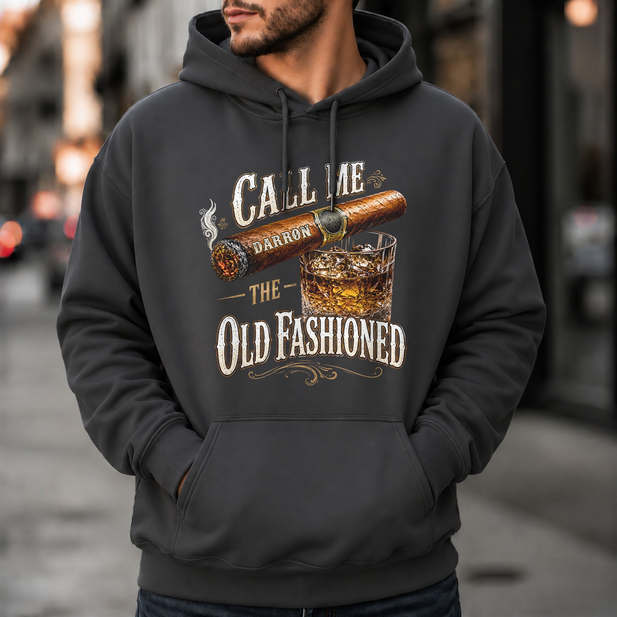 Call Me The Old Fashioned With Cigar And Whiskey Glass - Personalized Custom Unisex T-shirt, Hoodie - HIM049_BBAS