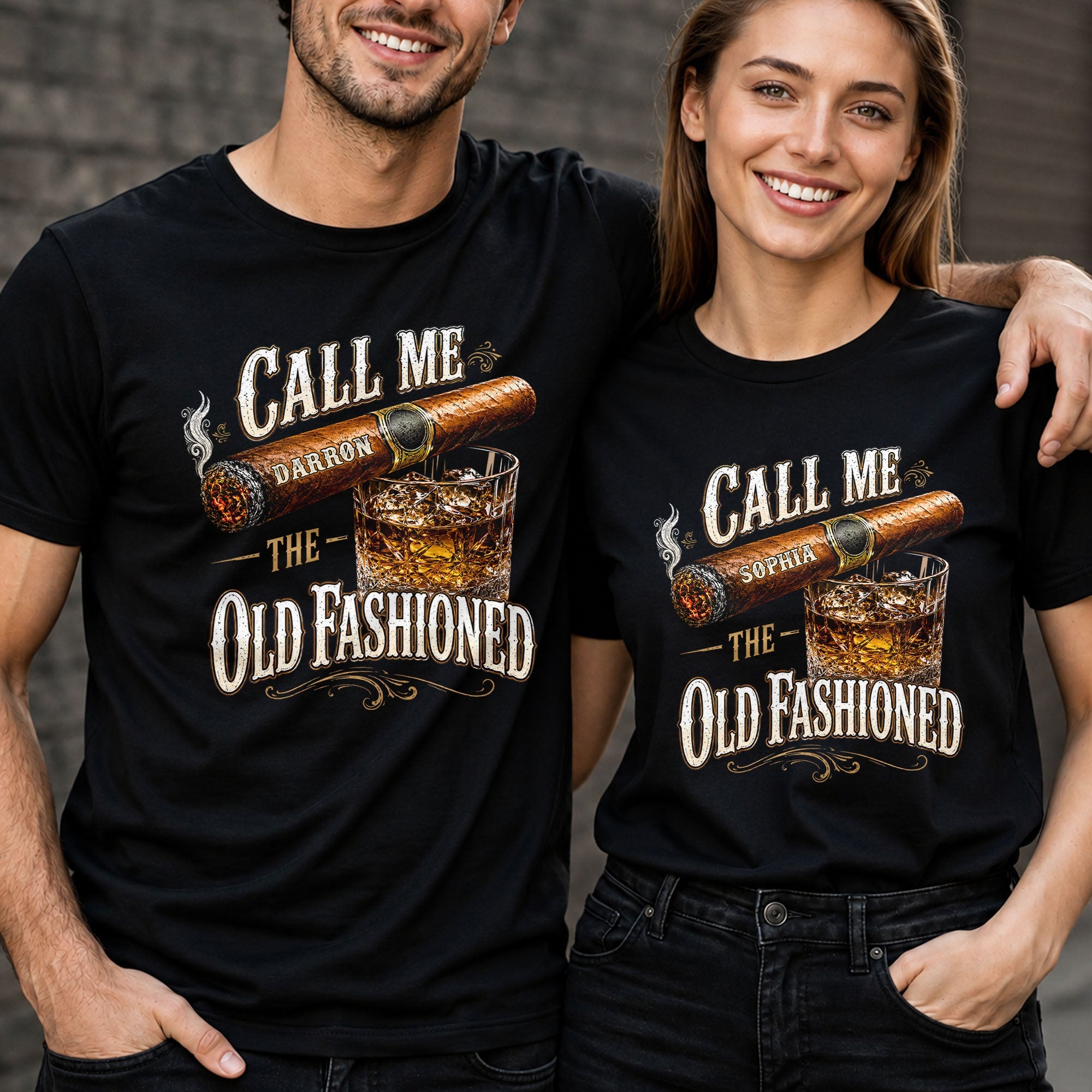 Call Me The Old Fashioned With Cigar And Whiskey Glass - Personalized Custom Unisex T-shirt, Hoodie - HIM049_BBAS
