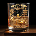 My Give A Damn Is Broken Beach Scene With Palm Tree And Hammock - Personalized Custom Whiskey Glass - HIM073_RWG