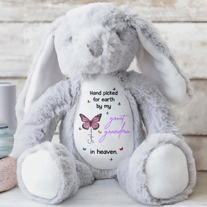 Hand Picked For Earth, Butterfly and Stars - Personalized Stuffed Bunny - HME058_BUN