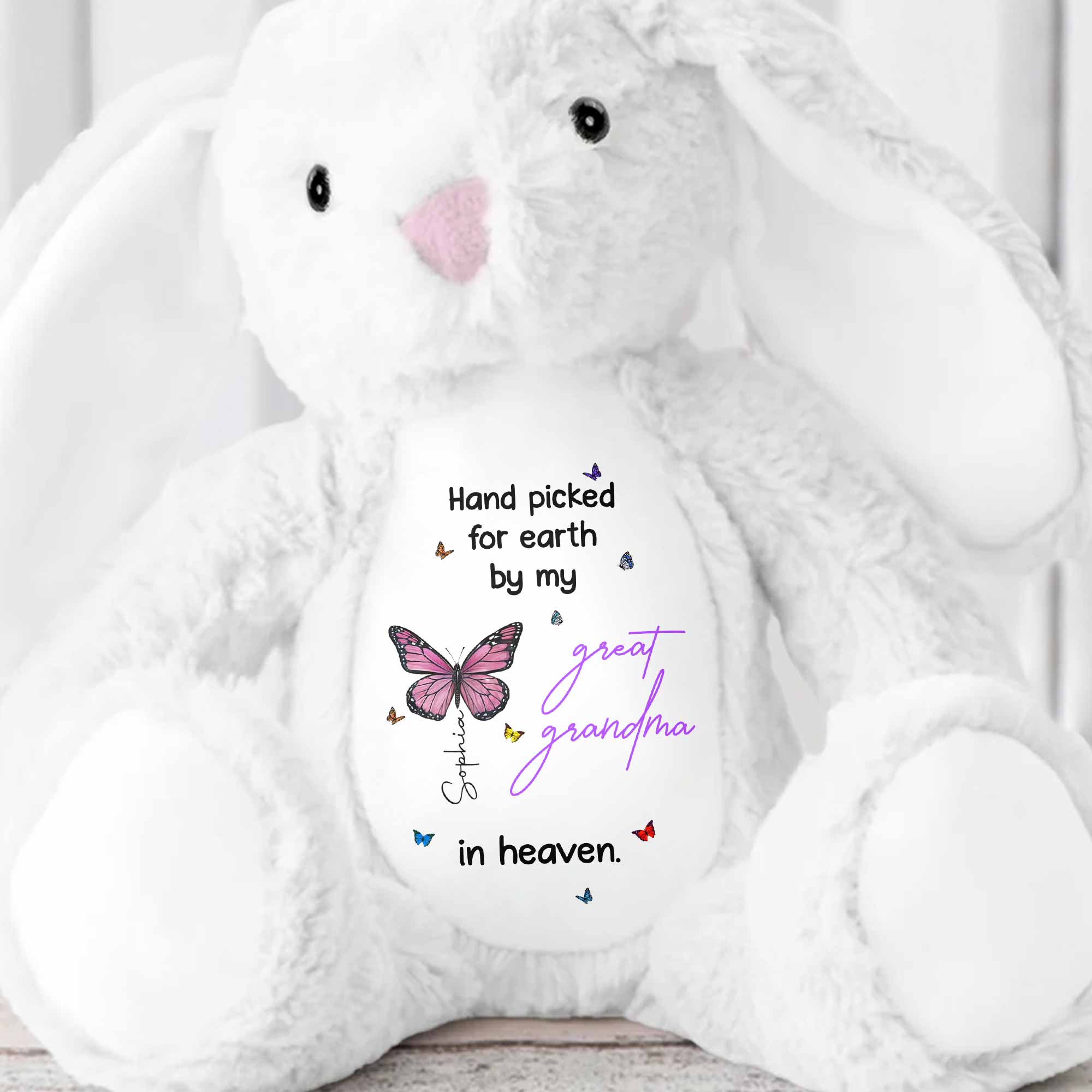 Hand Picked For Earth, Butterfly and Stars - Personalized Stuffed Bunny - HME058_BUN