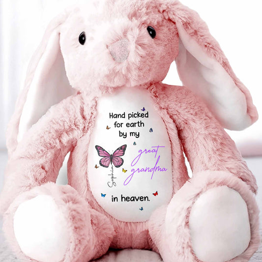 Hand Picked For Earth, Butterfly and Stars - Personalized Stuffed Bunny - HME058_BUN